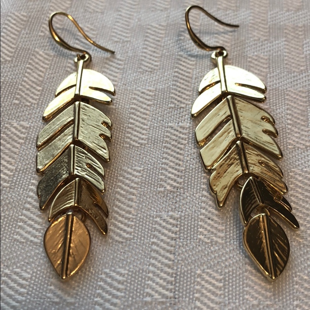 Gold Feather Earrings